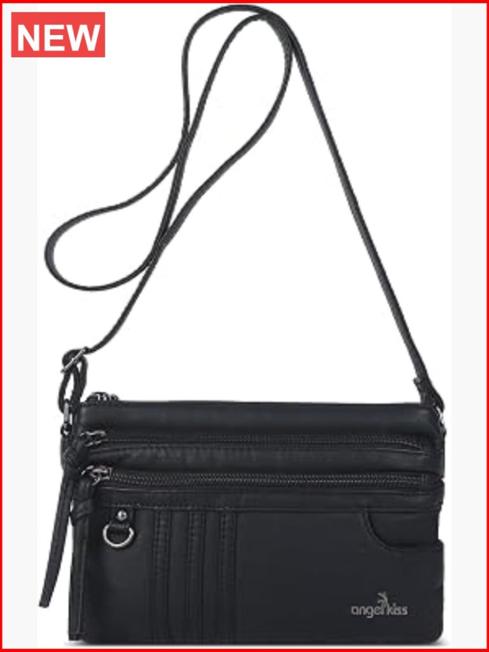 Small Crossbody Bag with Triple Compartments Vegan Leather Cell Phone Purse